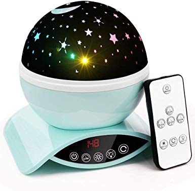 Aisuo Lighting Lamp, Rotating Star Projection with Auto Shut Off Timer, 7 Color Options, Rechargeable Lithium Battery & Dimmable Function, Ideal Gift for Kids, Children, Friends. (Green)