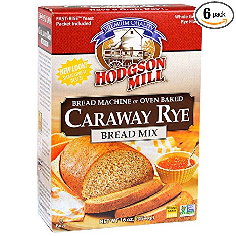 Hodgson Mill Caraway Rye Bread Mix 16-Ounce Boxes (Pack of 6), Bread Mix for Bread Machines or Oven Baked Bread, Yeast Included