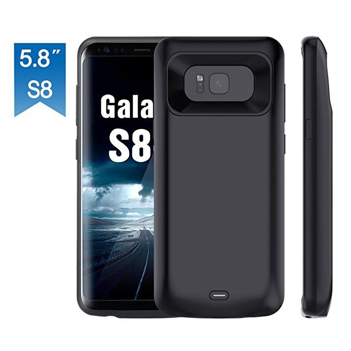 Galaxy S8 Battery Case, NewRice Charger Case 5000mAh Portable Type C Extended Backup Battery Juice Pack Rechargeable Charging Case Power Bank Cover for Samsung Galaxy S8 5.8 inch (S8 Black)