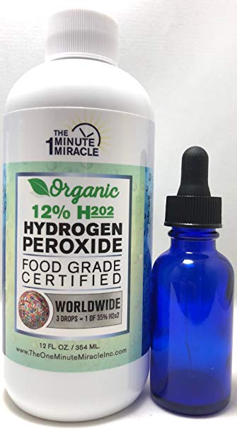 12% Hydrogen Peroxide Food Grade - 12 oz Bottle - Recommended by The One Minute Cure Book