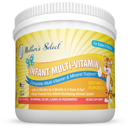 Infant Multi-Vitamins by Mothers Select for Immune Support Childrens Growth and Development 25-Serving Per Container No Artificial Colors Flavors or Preservatives Natural Baby Vitamins