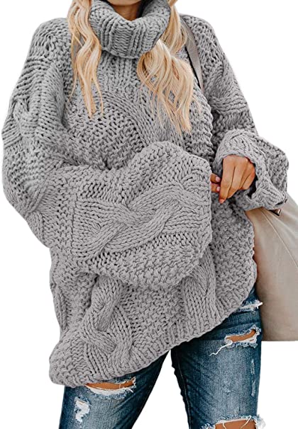 Dokotoo Womens Loose Oversized Casual Turtle Neck Sweater Pullover Top