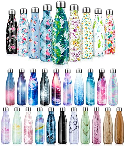 Fancytimes Stainless Steel Water Bottle Vacuum Insulated Water Bottles Reusable Double Walled Drinks Bottle 500ml/750ml/1000ml - BPA Free,Leak-Proof Sports Flask Keeps Cold for 24 Hrs, Hot for 12 Hrs