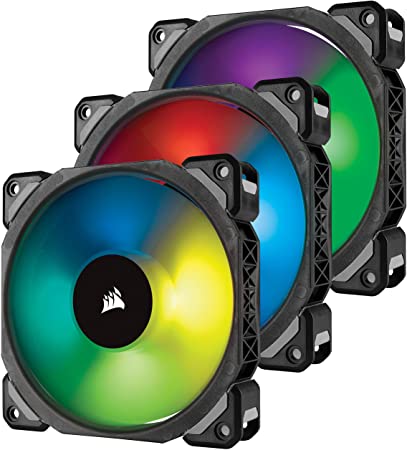 Corsair ML120 PRO 120 mm Premium Magnetic Levitation RGB LED PWM Fan with Lighting Node 3 Pack (CO-9050076-WW)