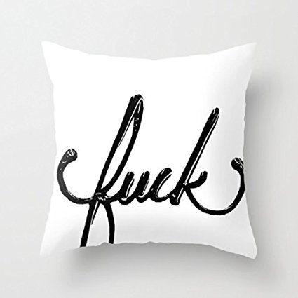 Fuck Prints White Soft Canvas Throw Pillow Covers Decorative Cushion Covers 18 x 18 for Sofa