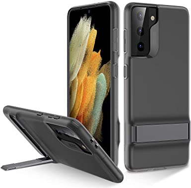 ESR Metal Kickstand Case Compatible with Samsung Galaxy S21 (6.2-Inch) (2021) [Reinforced Drop Protection] [Portrait and Landscape Stand], Translucent Black