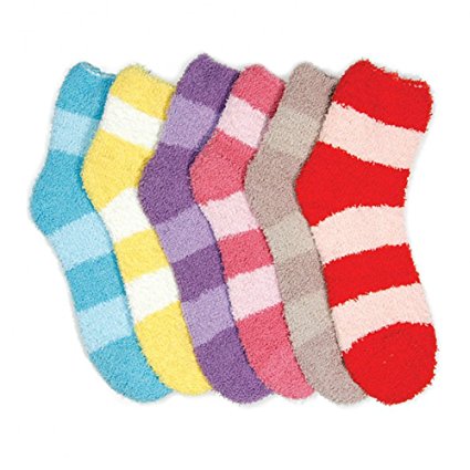 Mamia 6 Pairs Women's Cozy Slipper Socks Fuzzy Sock Multi Color