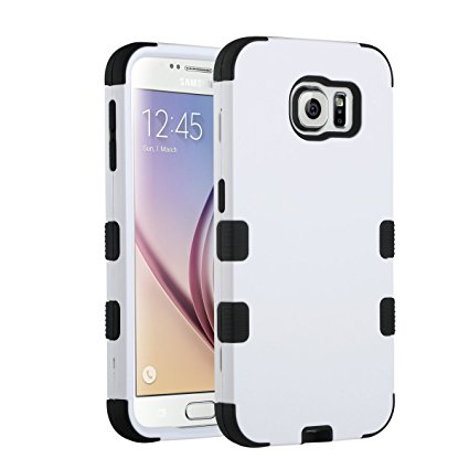 Galaxy S6 Case,S6 Case, ULAK Shock Resistant Hybrid Soft Silicone Hard PC Cover Case for Samsung Galaxy S6, [Will NOT Fit S6 Active] (White/Black)