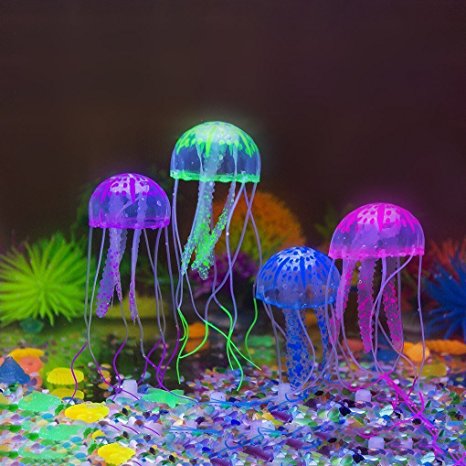Glowing Jellyfish,Govine 4pcs Glowing Jellyfish For Aquarium Fish Tank