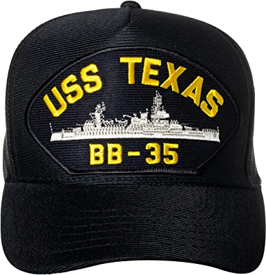 United States Navy USS Texas BB-35 Aircraft Carrier Ship Emblem Patch Hat Navy Blue Baseball Cap