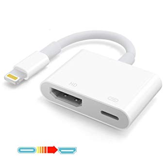 Sprtjoy Compatible with Phone X 8 7 6 5 iPad iPod HDMI Adapter Converter, Digital AV Adapter, 2018 Latest Plug and Play 1080P Audio AV Connector