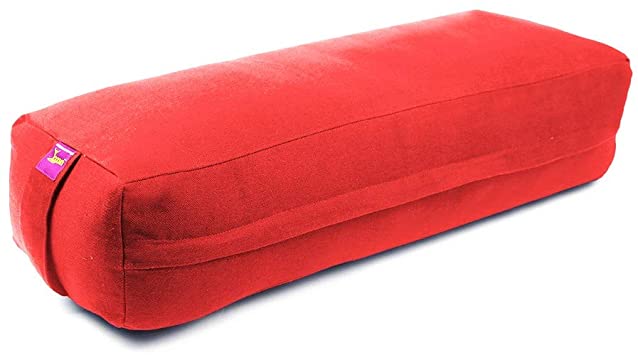 YOGAVNI Yoga Bolster | Long Rectangular | 100% Cotton Cover & Cotton Batting Fill | Red | 28in x 10in x 6in | Weight: 11lb/5kg