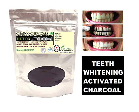 Charco's Organic Charcoal Teeth Whitening Powder 100gm I Enamel Safe Teeth Whitener For Sensitive I Naturally White teeth I Removes Tooth Stains and Bad Breath