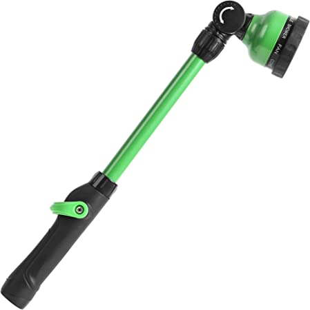 STYDDI Heavy Duty Watering Wand with Pivoting Head, Metal Garden Watering Wand with Thumb Flow Control, 18 Inches Garden Nozzle Sprayer with 9 Patterns, Green