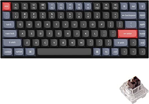 Keychron K2 Pro QMK/VIA Wireless Mechanical Keyboard, Hot-Swappable K Pro Brown Switch with 75% Layout Custom Programmable Macro, RGB Backlight, PBT Keycaps Wired Keyboard for Mac Windows Linux