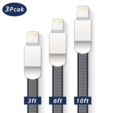 Lightning Cable, iPhone Charger 3 Pack [3FT 6FT 10FT] Silicone Cord USB Charging & Syncing Cord Charger for iPhone 5,6s,6Plus,6,7,7plus, 8,8plus,X, iPad Mini, Mini 2,iPad 5,iPod 7