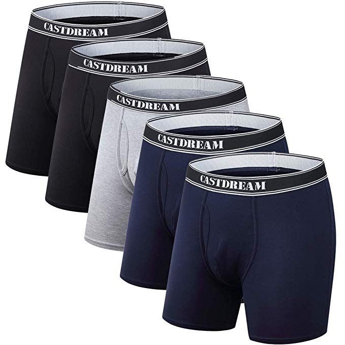 EGOOG Men's Underwear 5 Pack Bamboo Boxer Briefs for Men Pack Fly Front