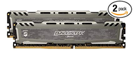 Ballistix Sport LT 32GB Kit (16GBx2) DDR4 3200 MT/s (PC4-25600) CL16 DR x8 DIMM 288-Pin Memory - BLS2K16G4D32AESB (Gray)