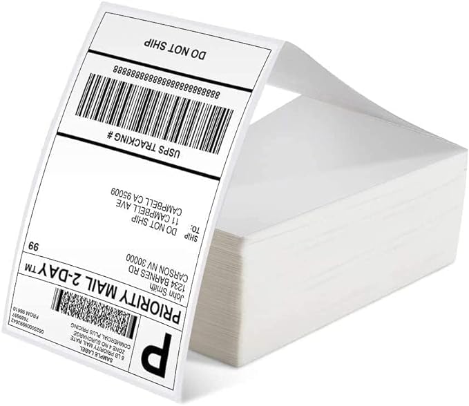 Phomemo 4x6 Thermal Direct Shipping Label for Thermal Label Printer, 4"x 6"(101mm x 152mm) Fan-Fold Shipping Labels, Compatible with Rollo, MUNBYN, Jadens, Nelko Label Printer, 1 Pack of 500 Labels