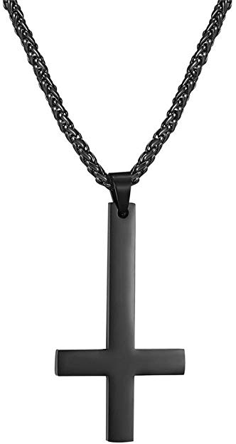 PROSTEEL Stainless Steel Inverted Cross Necklace, Upside Down Cross, Gothic,Occult,Devil, Satanic Jewelry