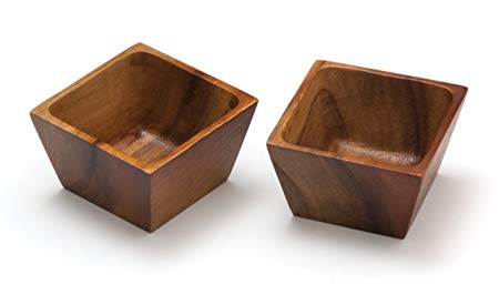 Lipper International 1100-2 Acacia Wood Square Salt Pinch or Serving Bowls, 3" x 3" x 2-1/2", Set of 2