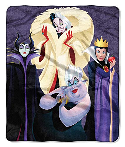 The Northwest Company Disney Villains Am I Evil Maleficent Ursula Cruella Deville Evil Queen Silk Touch Throw Blanket 50" x60" (127cm x 152cm)