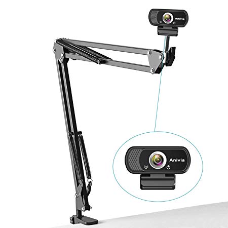 Webcam Clamp Mount Desktop Webcam Stand 28 inch Flexible Adjustable Suspension Boom Scissor Long Arm Swivel Holder for Webcam C922 C930 C920