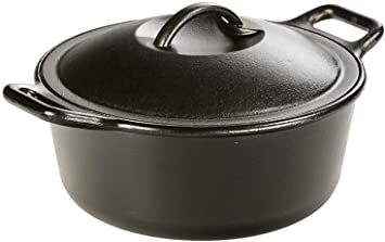 Lodge P10D3 Logic Pre-Seasoned Cast Iron 4-Quart Dutch Oven with Iron Cover (Black)