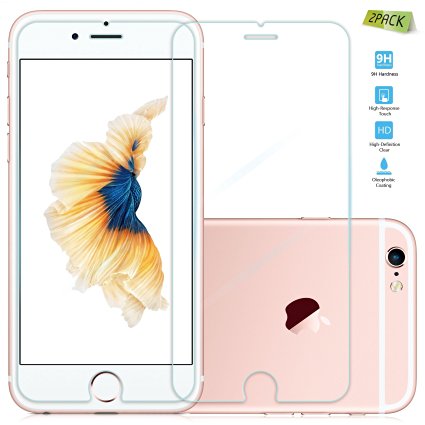 iPhone 6s Plus Screen Protector, Splaks [Ultra Thin 0.33mm] [3D Touch] Tempered 9H Hardness Glass Screen Protector (5.5 inch) 2-Pack for iPhone 6/6s Plus with Easy Bubble-Free Installation....