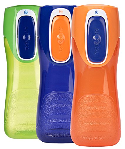 Contigo AUTOSEAL Trekker Kids Water Bottles, 14oz, Sapphire Nectarine & Citrus, 3-Pack