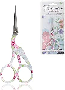 JubileeYarn Pointed Tip Embroidery Craft Stainless Steel Stork Scissors - White - 1 Pair