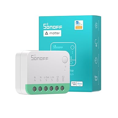 SONOFF Matter Smart Switch, MINIR4M Wi-Fi Smart Switch, 10A 2400W, Zero and Fire Wires, Works With Amazon Alexa And Google Home Assistant (1)