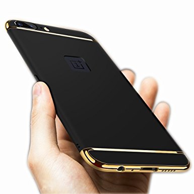 OnePlus 5 Case,Opretty 3 In 1 Ultra Thin and Slim Hard Case Coated Non Slip Matte Surface with Electroplate Frame for OnePlus 5-Black