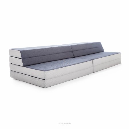 LUCID King / Twin XL Convertible Folding Foam Mattress-Sofa - Folds to 8 in. Twin XL Mattress, 4 in. King Mattress or a Sofa