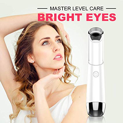 Eye Massager,Facial Body Lip Eye Massager Roller Tool Wand Pen,Heated Sonic Vibration Dark Circles Fatigue Relief,Anti-Aging Wrinkle,Eliminate Eye Bags Puffy,Two Safe Wavelength Rechargeable