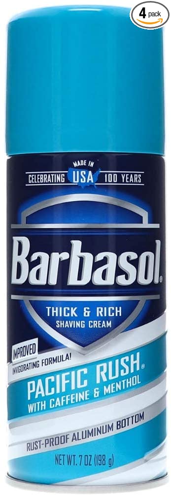 Barbasol Pacific Rush with Caffeine and Menthol Thick & Rich Shaving Cream 7 oz (Pack of 4)