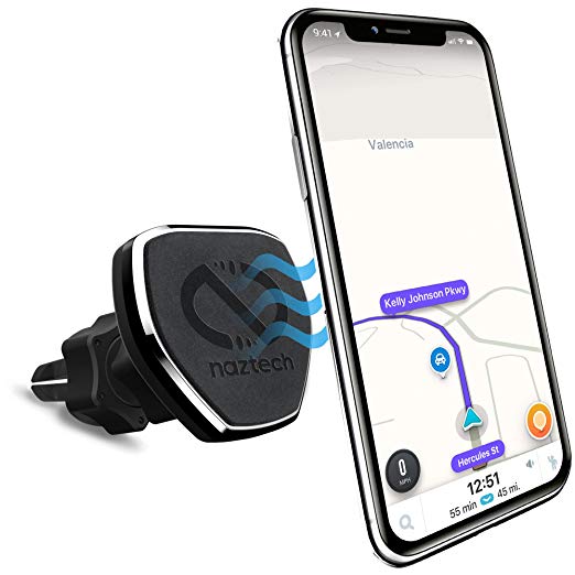 Naztech MagBuddy Universal Magnetic Air Vent Car Phone Mount. Fully Adjustable Holder for Hands-Free Phone Calls and GPS Use, for iPhone X/8/8 Plus, Samsung S9/S9 /Note 8/Smartphones & More (Black)
