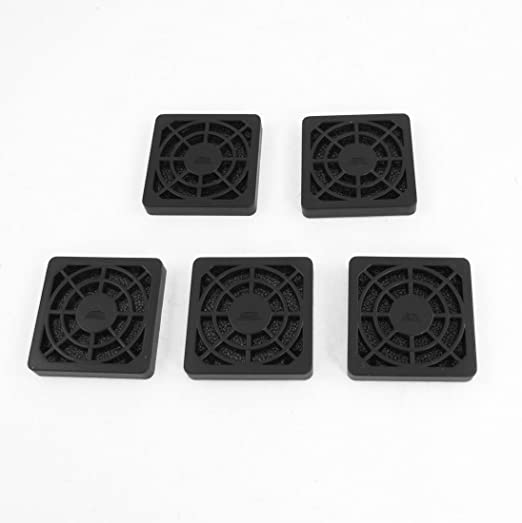 uxcell 5 Pcs Computer Desktop Dust Proof Plastic Washable 4cm Fan Shield Filter Black