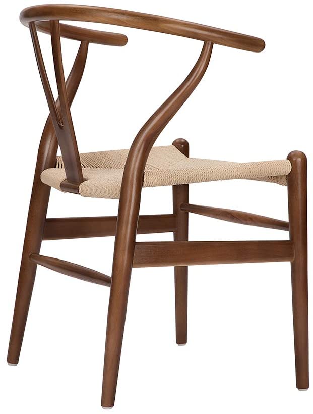 Wishbone Chair Y Chair Solid Wood Dining Chairs Rattan Armchair Natural (Ash Wood - Walnut)