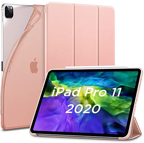 ESR for iPad Pro 11 Case 2020 & 2018, Rebound Slim Smart Case with Auto Sleep/Wake [Viewing/Typing Stand Mode] [Flexible TPU Back with Rubberized Cover] - Rose Gold