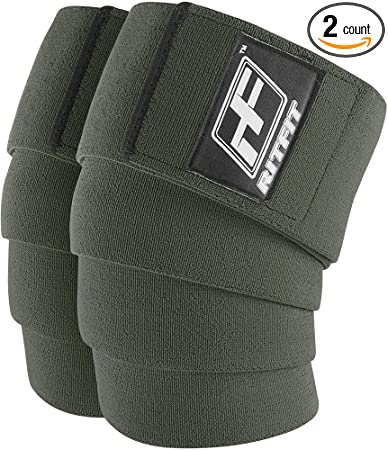 RitFit Knee Wraps (Pair) - Ideal for Squats, Powerlifting, Weightlifting, Cross Training WODs - Compression & Elastic Support - for Men & Women - Bonus Carry Case