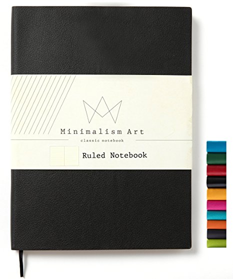 Minimalism Art | Soft Cover Notebook Journal, Size:5.8"X8.3", A5, Black, Ruled/Lined Page, 192 Pages, Fine PU Leather, Premium Thick Paper - 100gsm | Designed in San Francisco