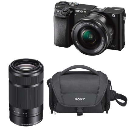 Sony a6000 24.3 MP Mirrorless Camera with 16-50mm & 55-210 Lens(Black) Bundle