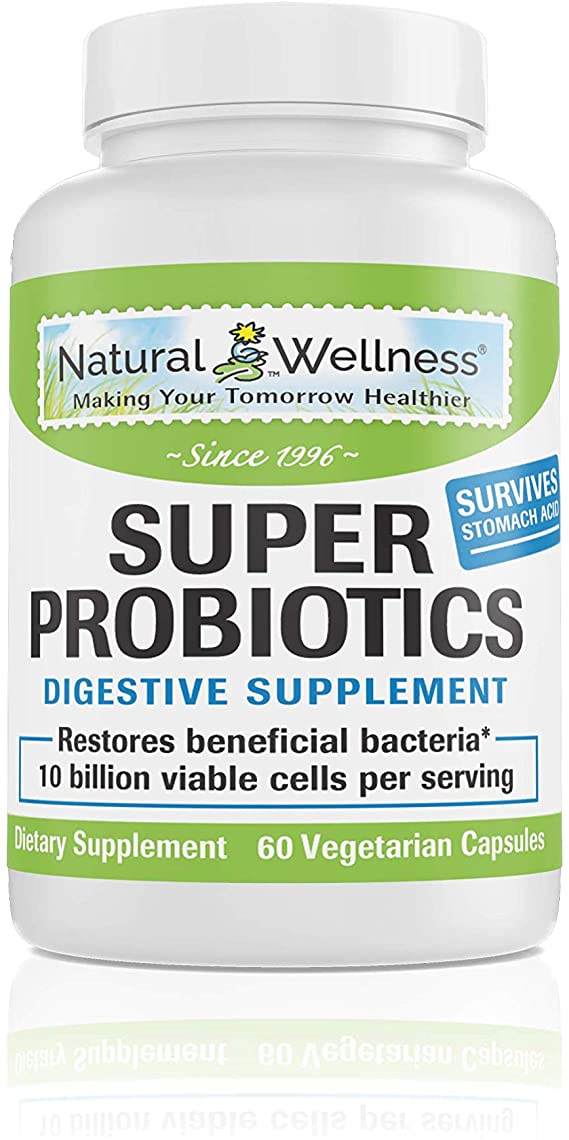 Natural Wellness Super Probiotics - 10 Billion Viable Cells Per Serving- 30 Day Supply