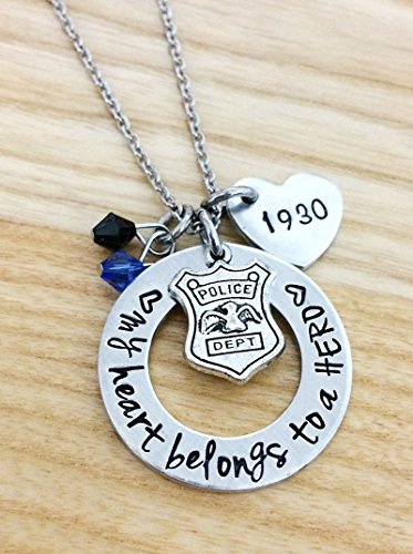 Police officer Jewelry, Police Wife Necklace, My heart belongs to a Hero