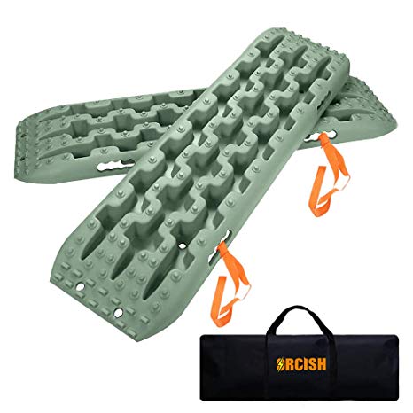 ORCISH Recovery Traction Boards Tracks Tire ladder for Sand Snow Mud 4WD(Set of 2), Olive