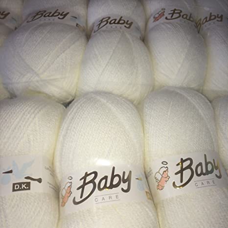 5 x 100g Woolcraft Babycare Baby Yarn , Wool , DK Double Knit (White)