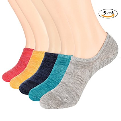 FAYBOX 5 Pack Heel Non Slip No Show Boat Socks Low Cut For Men