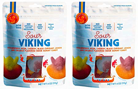 Candy People Sour Viking Swedish Gummy Candy Non-GMO Vegan Fruit Flavored Sour Gummies (2 Pack)