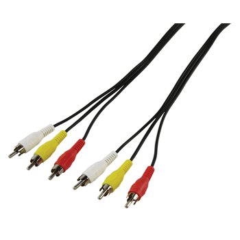5m ~ 3 RCA / Phono Male Plug to 3 RCA / Phono Male Plug Cable by electrosmart® ~ Triple RCA / Phono AV Audio Video Lead with Yellow White & Red Plugs